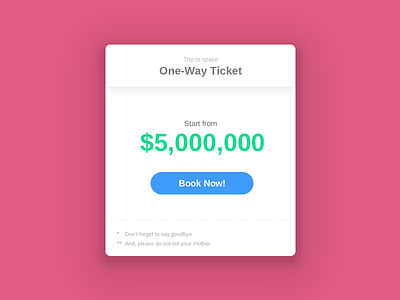 One-way Ticket booking pricing ticket ui ux