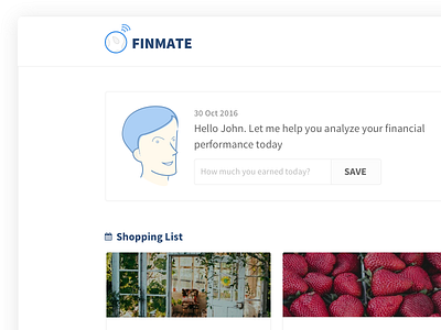Finmate control panel dashboard interface minimalist mockup progress ui ux web