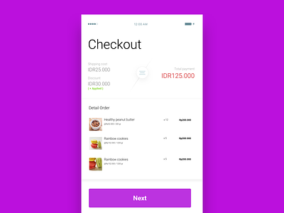 Checkout now ecommerce mobile purple ui white