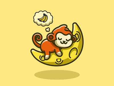 Cute Monkey & Banana Mascot Design banana monkey nftartgallery