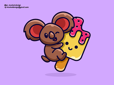 Koala + Ice Cream Mascot Design adobeillustrator animal cute design ice cream koala logo mascot nftartgallery