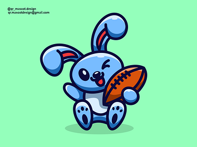 Rabbit Playing Ball Mascot Design
