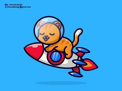 Cat and Rocket Mascot Design animal astronaut cat cryptoart cute design for sale illustration logo mascot modern nft nftartgallery sale logo ui
