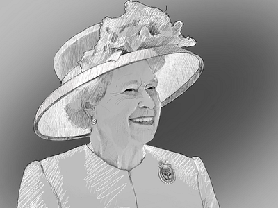 Queen Elizabeth II artist black and white design draw graphic design hand drawn illustration kingdom pencil portrait procreate queen sketch tribute