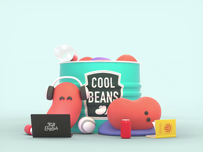 Cool Beans 3d animation art bean branding c4d can character cinema4d cool cute design illustration loop octanerender web