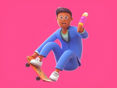 Bring Onboard 3d art branding c4d character cinema4d design icecream illustration octanerender skateboard sneakers web