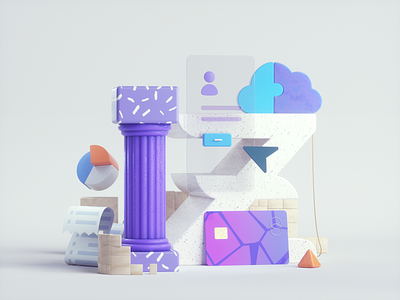 Banking pillar 3d 3dillustration abstract art banking branding design icons illustration web