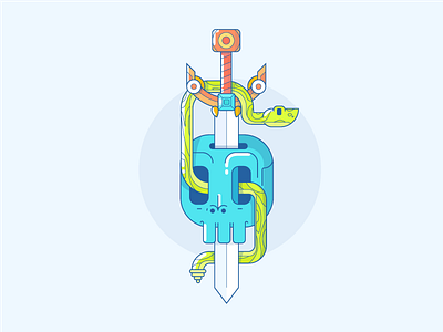 Skull & Sword design illustration skull snake sword tattoo teeth vector