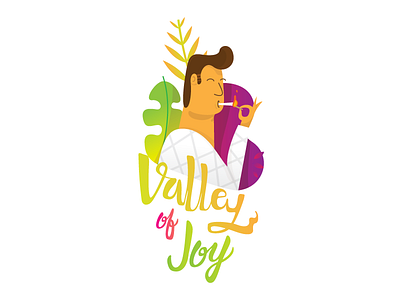 Valley of joy! character design gradient illustration lineart plants smoke style typo typography vector weed