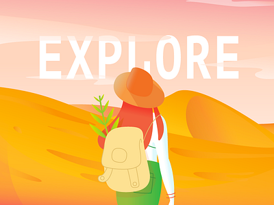 Explore bag character design explore illustration travel tree ui vector