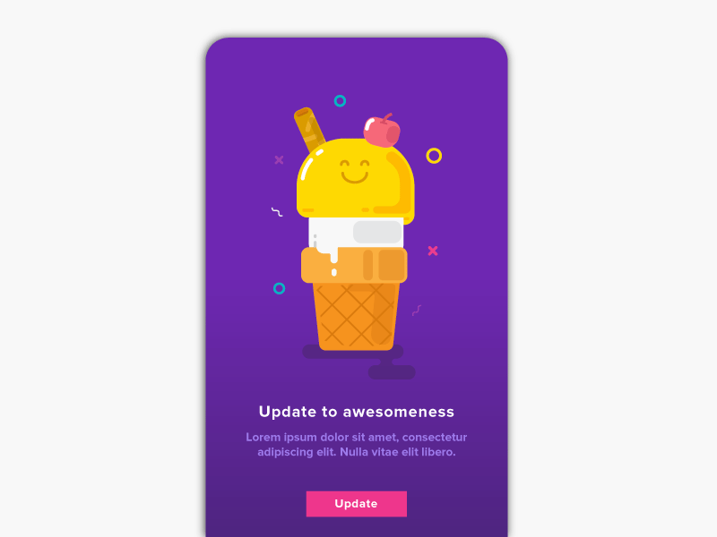 Update Notification. android cherry design ice cream illustration ios notification screen ui update vector