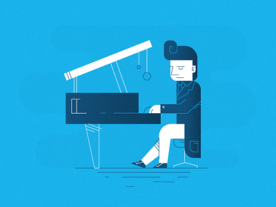 Piano Man character design illustration lineart music piano texture vector