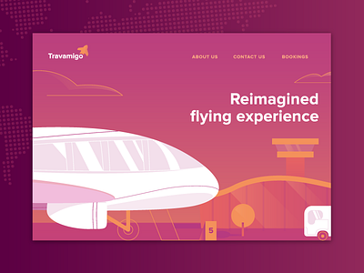 Travamigo - Landing Page airport boarding pass flying illustration plain travel ui ux web