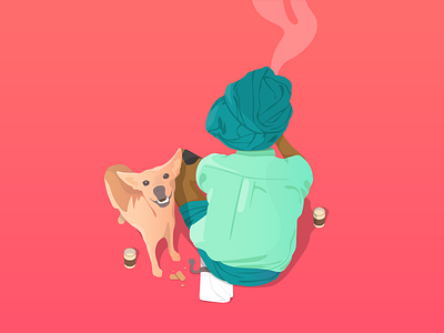 Tea Break. baba design dog illustration smoke snacks tea vector