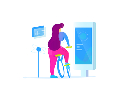 Fitness App app cycle exercise fitness illustration ui vector web