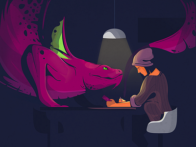 Guardian art dark design dragon illustration light ui vector web