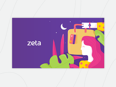 Zeta illustration. card design flowers illustration lady mastercard shopping vector