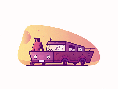 lil Drive beer car design icon illustration lineart men style sunset ui vector
