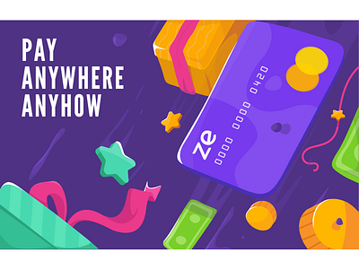 Zeta Supercard card cash design gift illustration isometric mobile pay ui vector