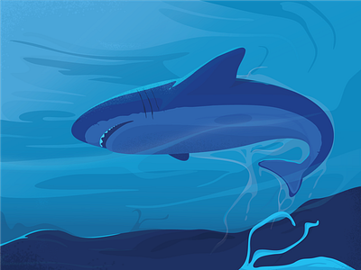 Shark! art blue deep design fish illustration sea shark vector web