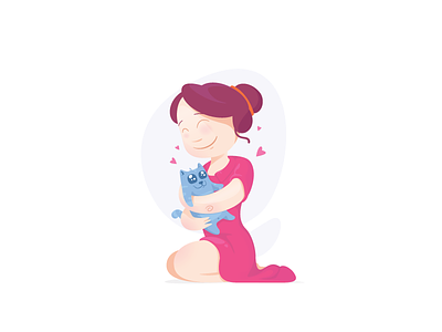 Some feel. cat character design girl illustration love vector