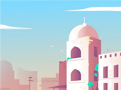 Persia art illustration isometric palace persia ui vector web