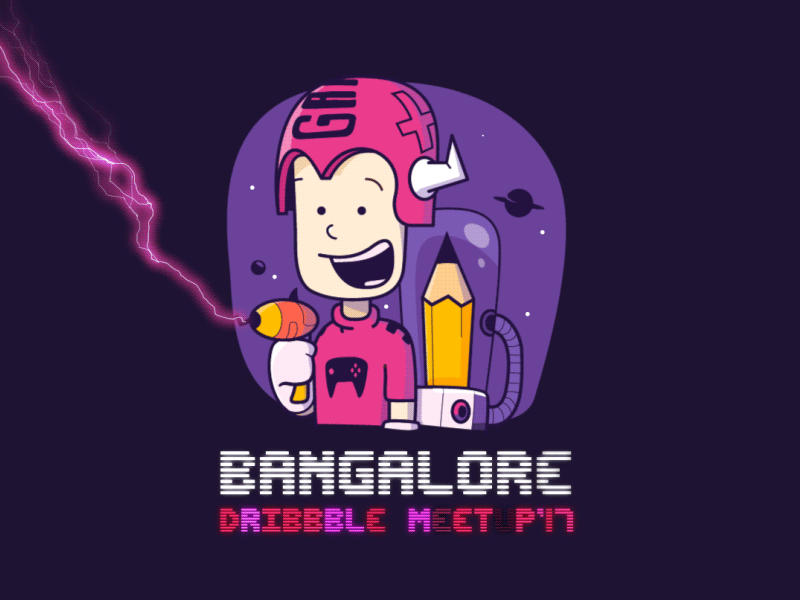 Bangalore Dribbble Meetup - Second Edition dribbble game gif illustration meetup space ui vector