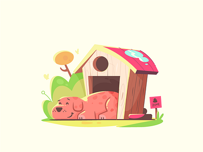 More chill. art dog icon illustration paw vector web