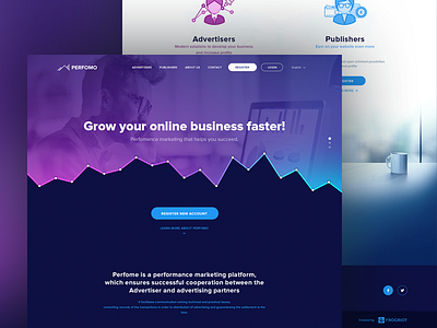 Perfomo - Homepage affiliate clean icons landing network page