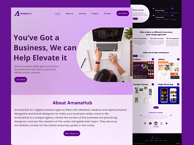 AmanaHub - Creative Design Agency Landing Page design ui web design