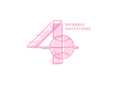 4 Dribbble Invitations art basketball draft dribbble illustration invitation invite pink