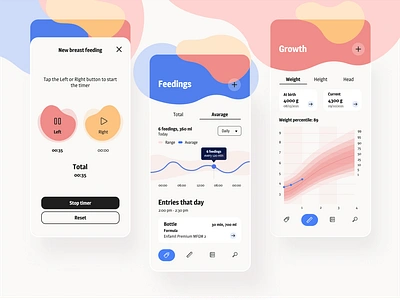 Breastfeeding concept app baby breastfeeding charts concept app design feeding health mobile mobile app moms mother newborn pregnancy tracking ui ux