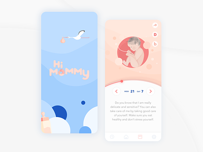 Hi Mommy Pregnancy Tracker baby baby app blue bump design medical app pink pregnancy pregnancy app tracker ui ux ui