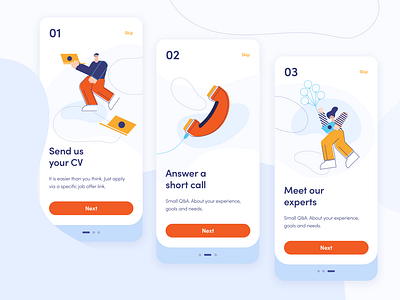 Miquido Onboarding Screens design app job app job finder mobile design ui uidesign ux