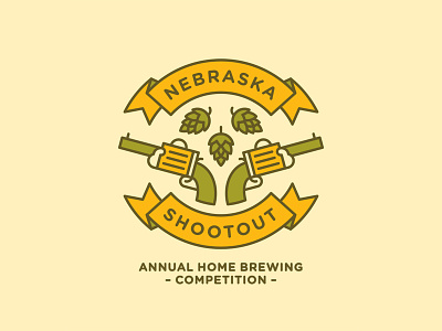Nebraska Shootout brewing beer competition green guns hops mugs nebraska shootout skull yellow