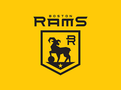 Boston Rams black boston crest gold logo rams soccer sports yellow