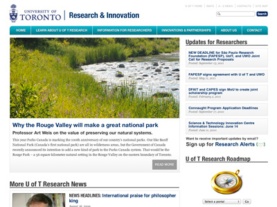 New Research homepage html5 mockup university web design website