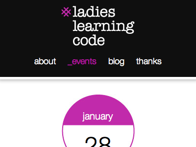 Ladies Learning Code - mobile version mobile website