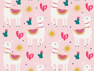 Cute Pink Llama Pattern baby clothing cute pattern kids clothing pattern for baby pattern for kids seamless pattern surface pattern design