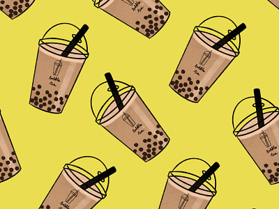 Milk Tea with Boba Pattern baby clothing cute pattern kids clothing pattern for baby pattern for kids seamless pattern surface pattern design