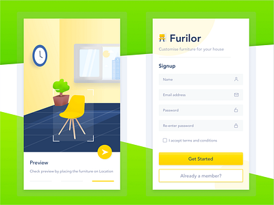 [Intro & SignUp Screen] Furniture App 03 android app design design furniture illustration intro screen ios logo mobile signup splash ui ux