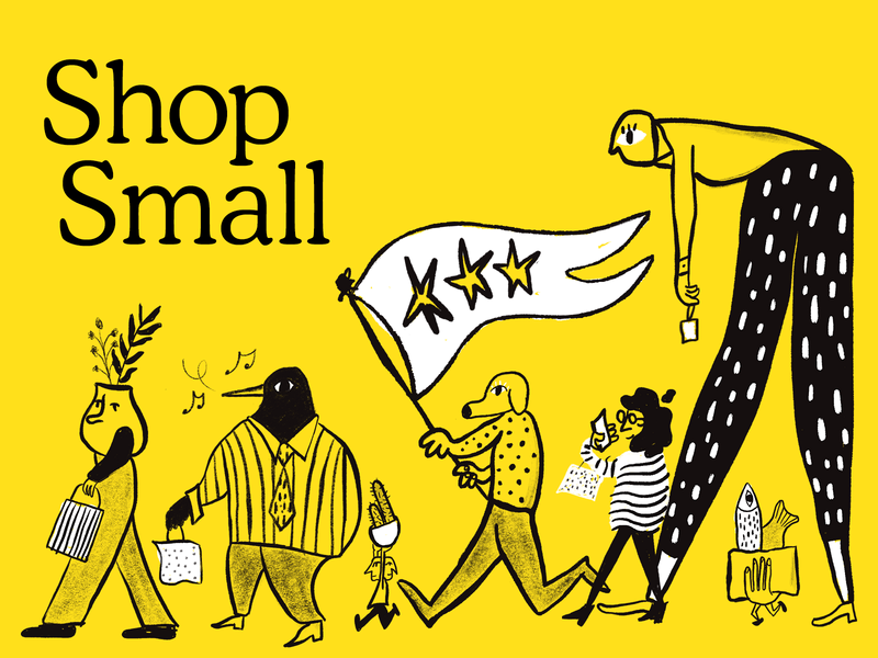 Shop Small business small bird birdman diverse short tall procreate illustration celebrate flag mailchimp shop shop small small business
