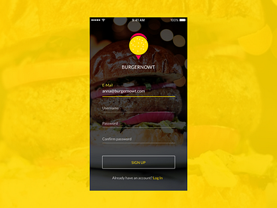 Burgernowt Food Delivery App app burger design form login login screen mobile mobile app mobile app design mobile design mobile ui password screen sign in sign up signup signup form sketch ui ux