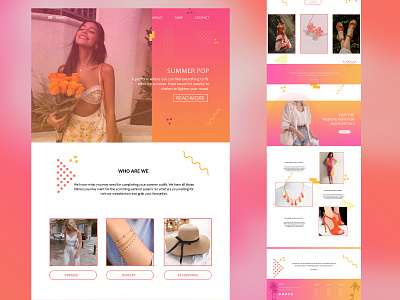 summer pop an online store accessories website branding bright bright color website clothing website design figma orange photoshop pink pink and orange summer summer website ui ux web design website design xd