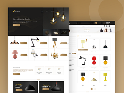 Lighting eCommerce Website for Aslam Lighting business website corporate website dark design ecommerce golden lamp lighting ui ui design ux web website