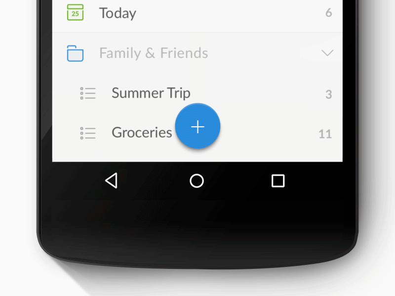 Wunderlist Material Design FAB by Tom Bogner on Dribbble
