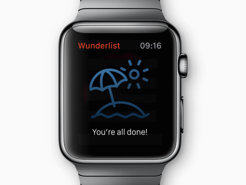 Wunderlist for Apple Watch - Completed State animation apple completed empty island pictogram sun watch zero