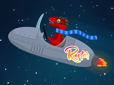 Firefox Raptor Sticker Design character design dinosaur firefox illustration mozilla raptor spaceship