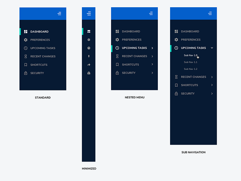 Left Navigation Bars by Karen Ko on Dribbble