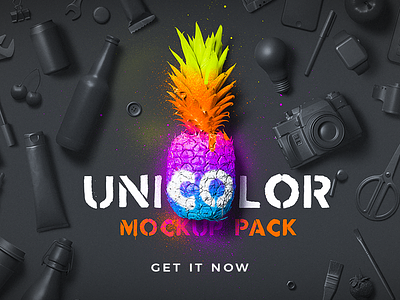 Unicolor Mockup Pack branding clay mockup objects packaging painted solid spray stencil unicolor